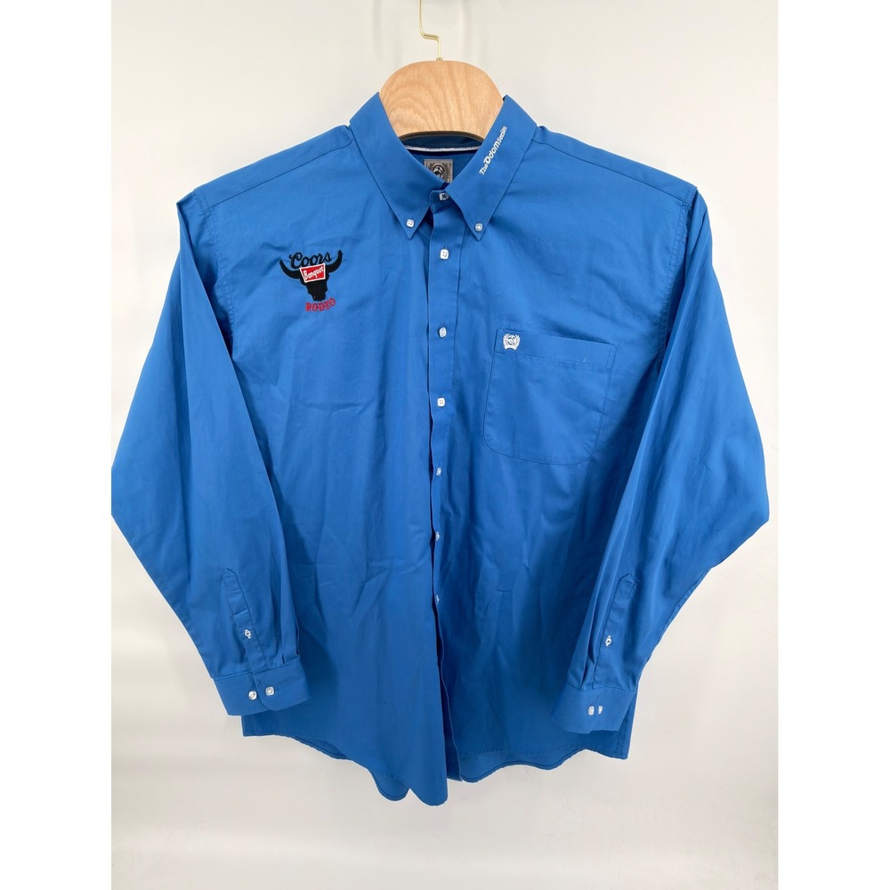 Cinch Coors Banquet Rodeo Shirt Mens XL Blue Long Sleeve Button Down Cotton